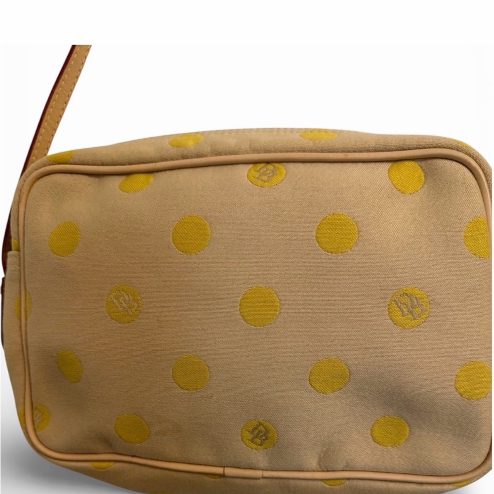 Dooney & Bourke Tan Y2K Vintage Crossbody Bag with Yellow Polka Dots - Picture 3 of 7